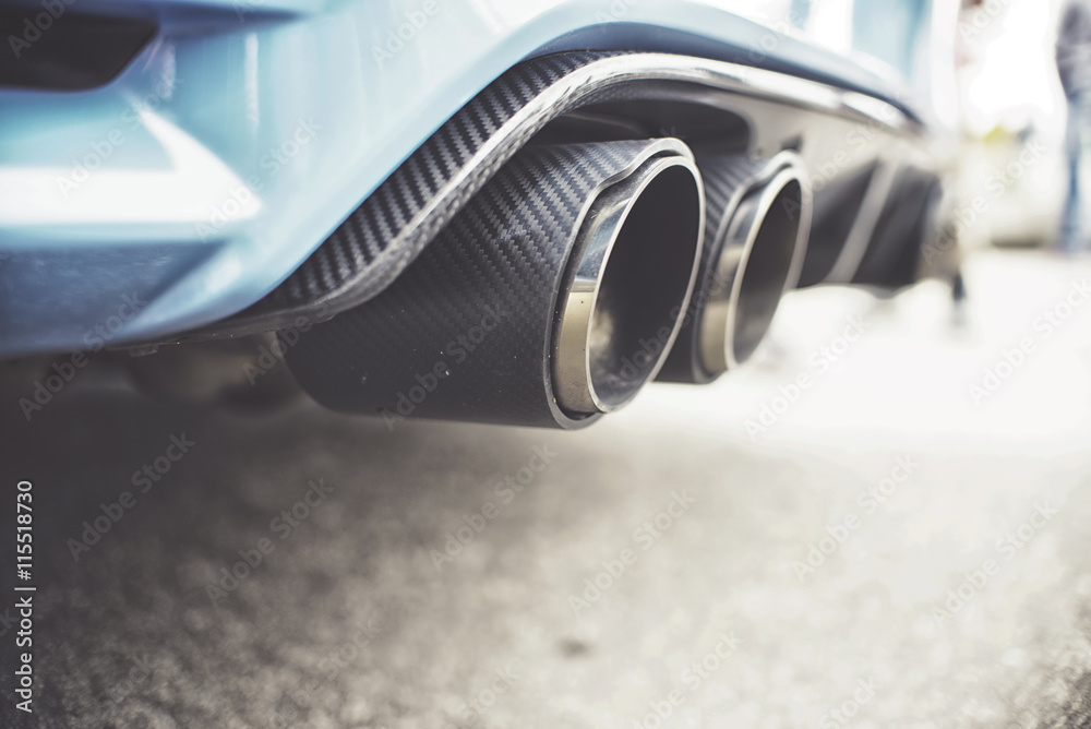 Double exhaust pipes of a modern sports car